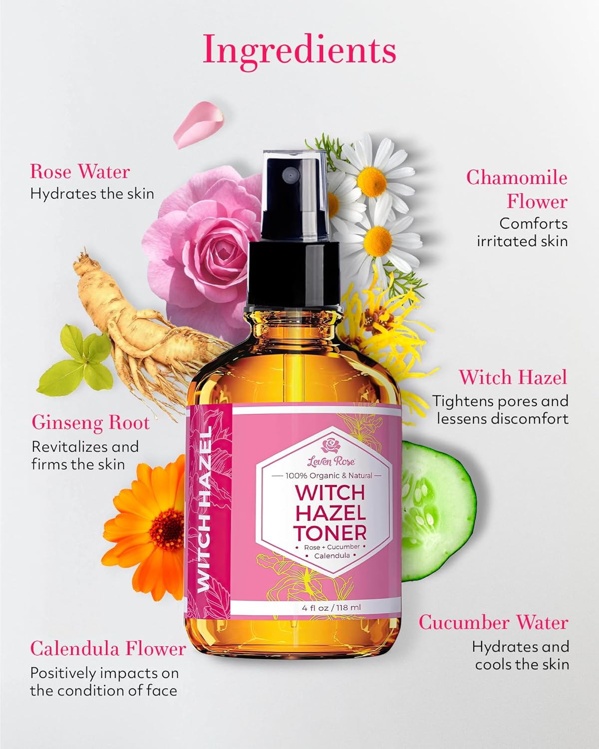 Witch Hazel Alcohol-Free Toner by Leven Rose